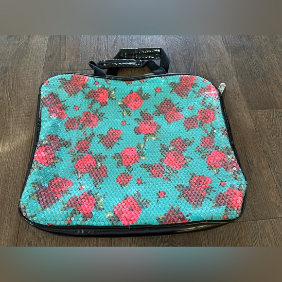 Betsey John turquoise and floral fully clear sequined bag. - Picture 15 of 16